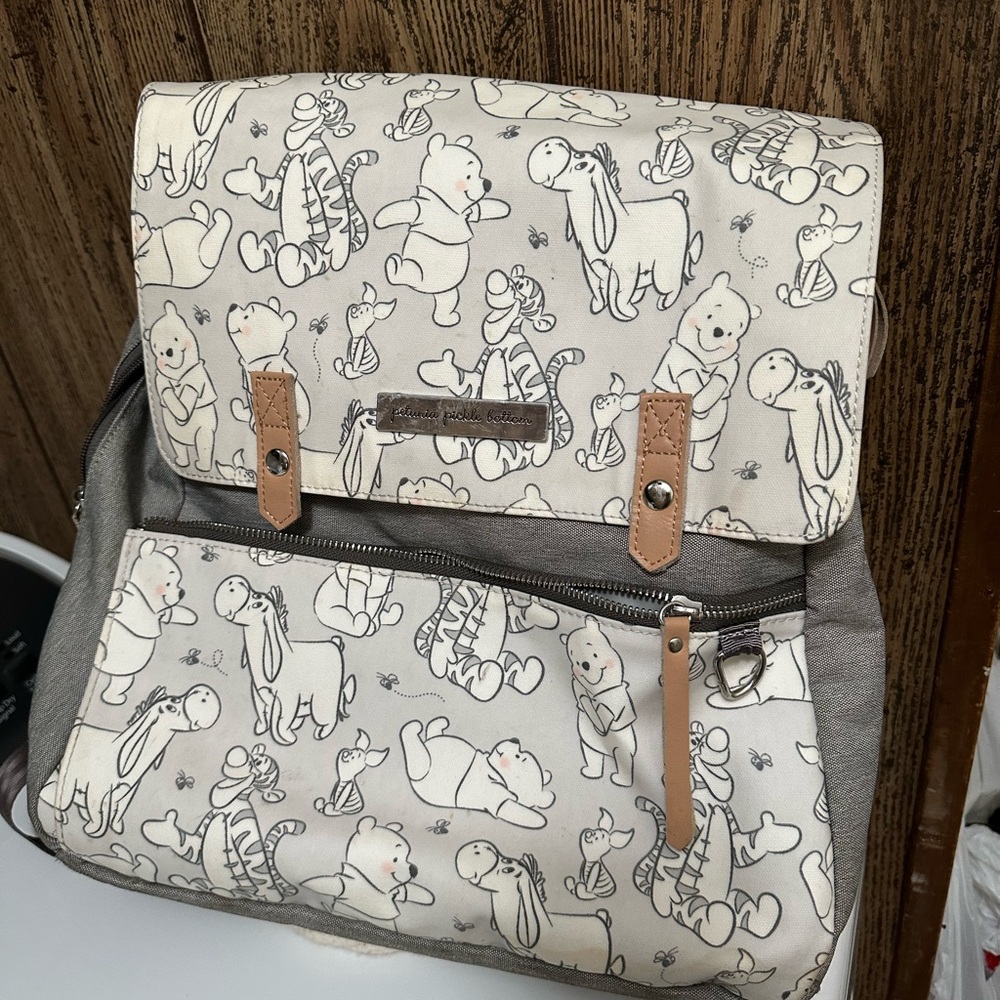 Petunia Picklebottom Cream and Gray Winnie the Pooh Print Backpack